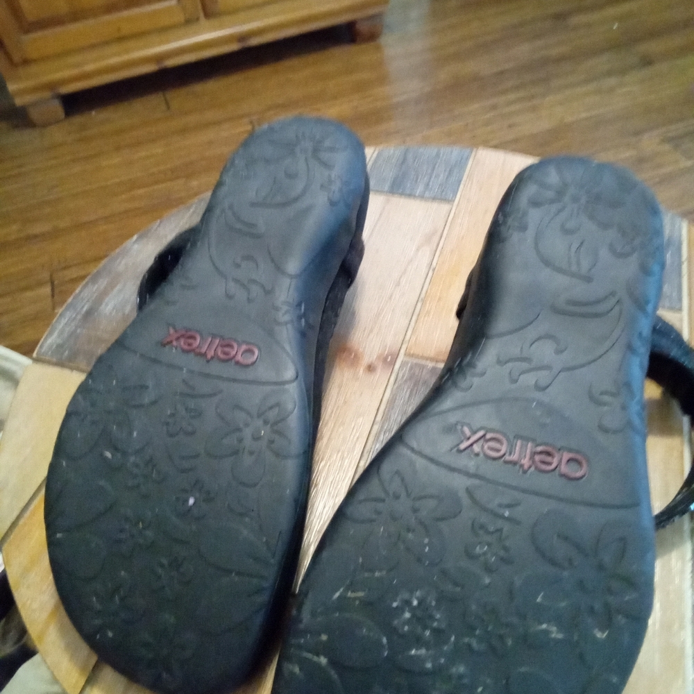 Aetrex Jade Sparkle Women's Black Thong Sandals Size 10 - Picture 16 of 16